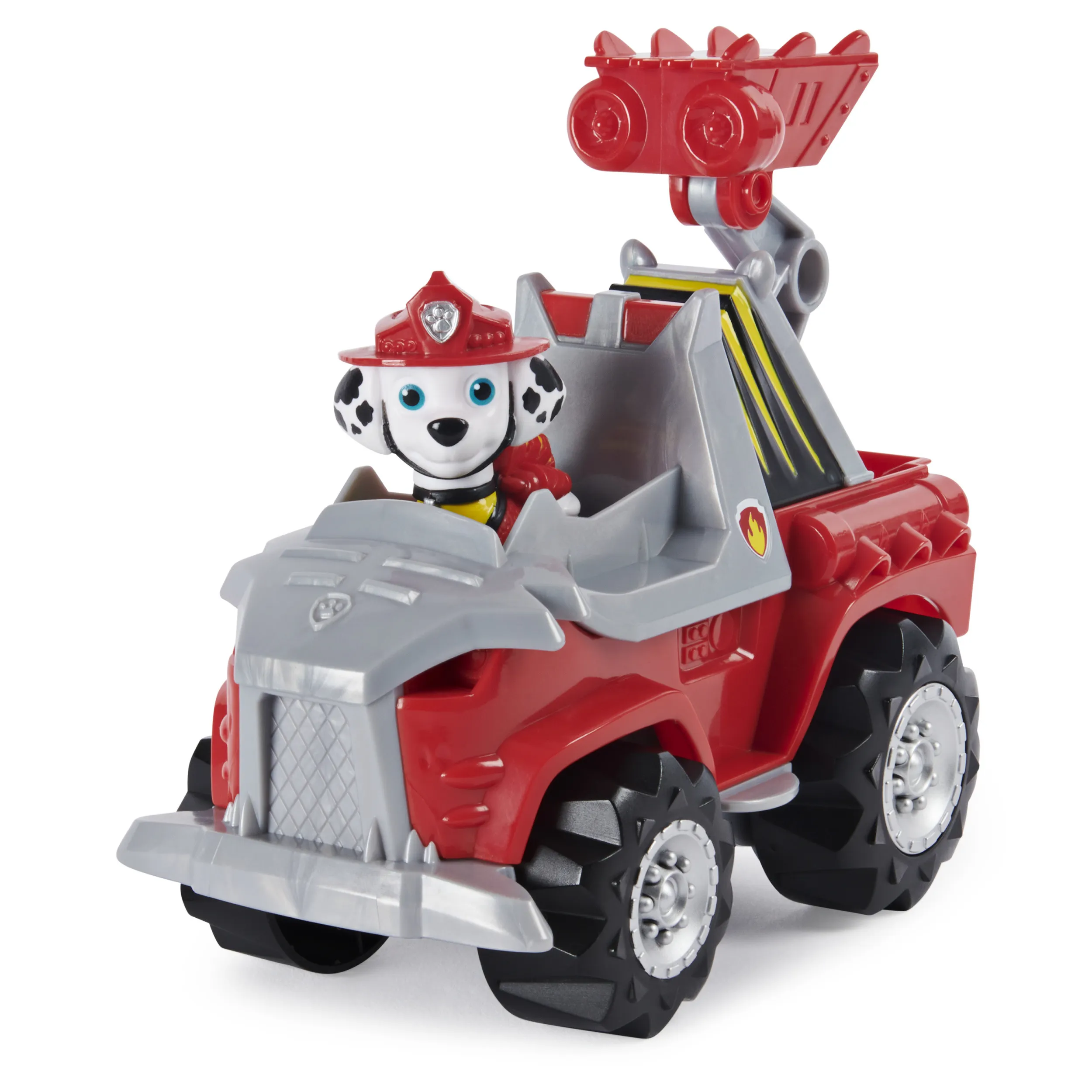 Spin Master Paw Patrol Dino Rescue Deluxe Vehicle Marshall, Toy Vehicle (Red/Grey, Includes Marshall Figure and Surprise Dinosaur)