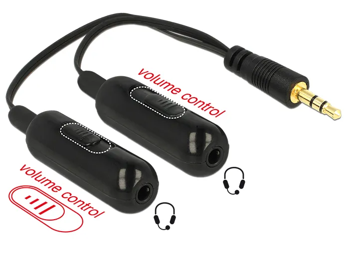 Delock Adapter Cable audio splitter stereo jack male 3.5 mm 3 pin &gt; 2
