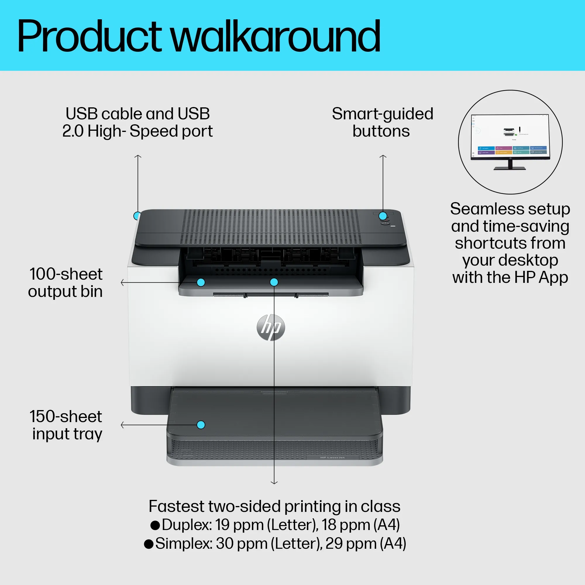 HP LaserJet M209d Printer Mono Duplex laser A4 600x600dpi 29ppm 150sheets USB