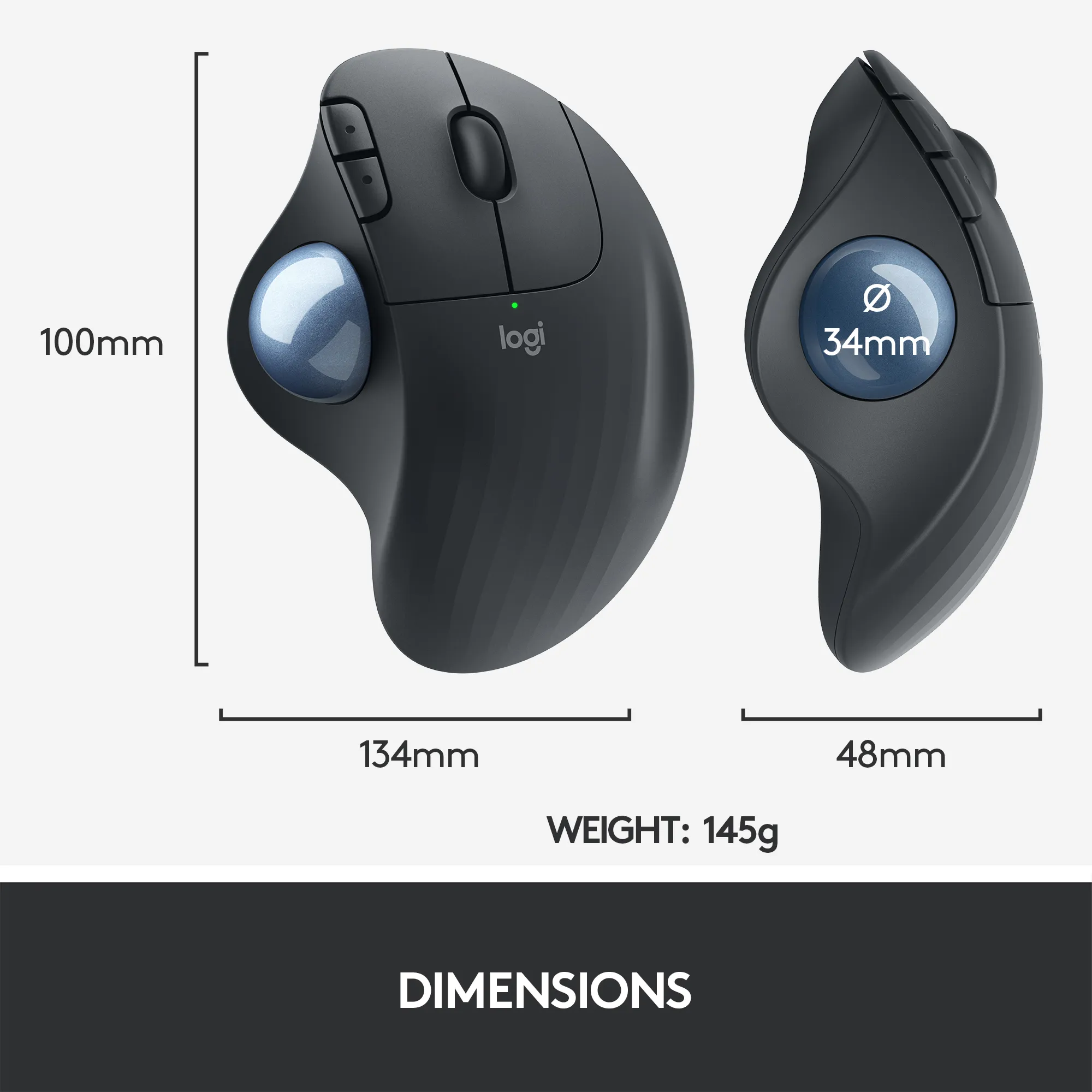 Logitech ERGO M575 -langaton pallohiiri, grafiitti