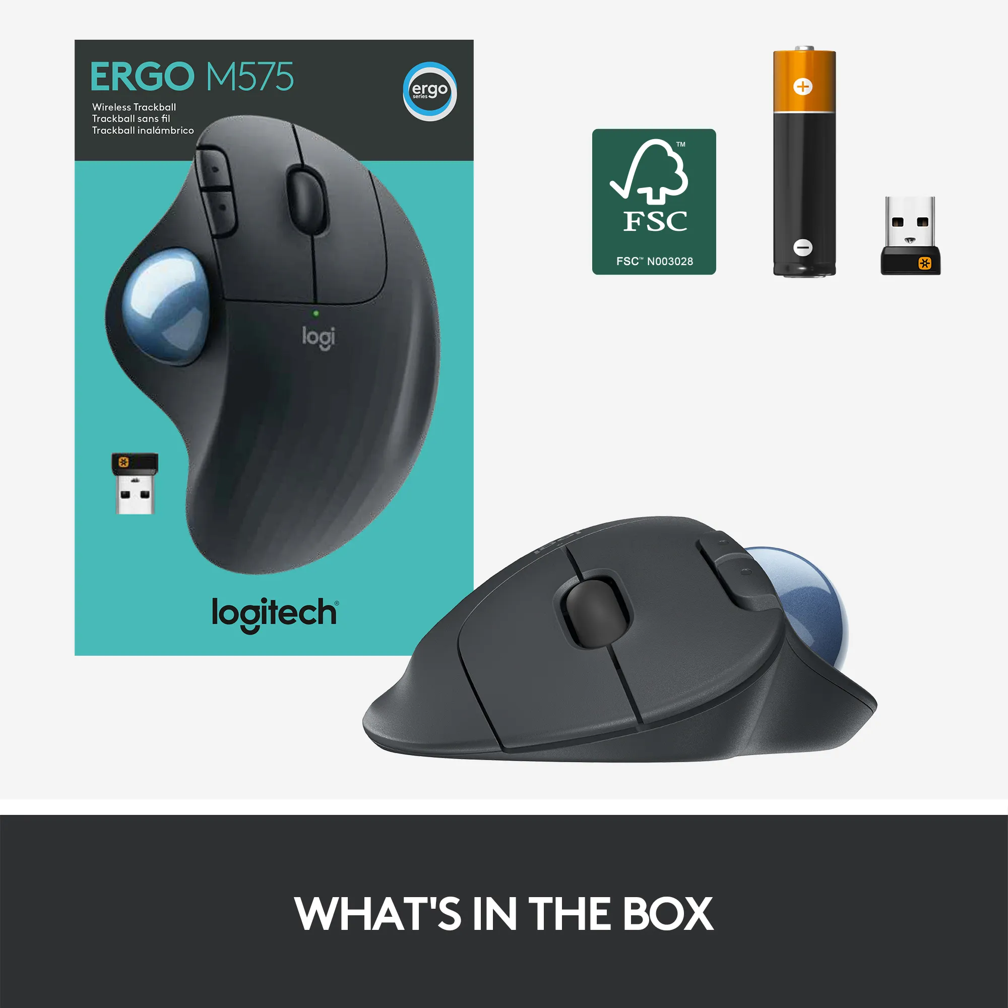 Logitech ERGO M575 - wireless trackball mouse, graphite