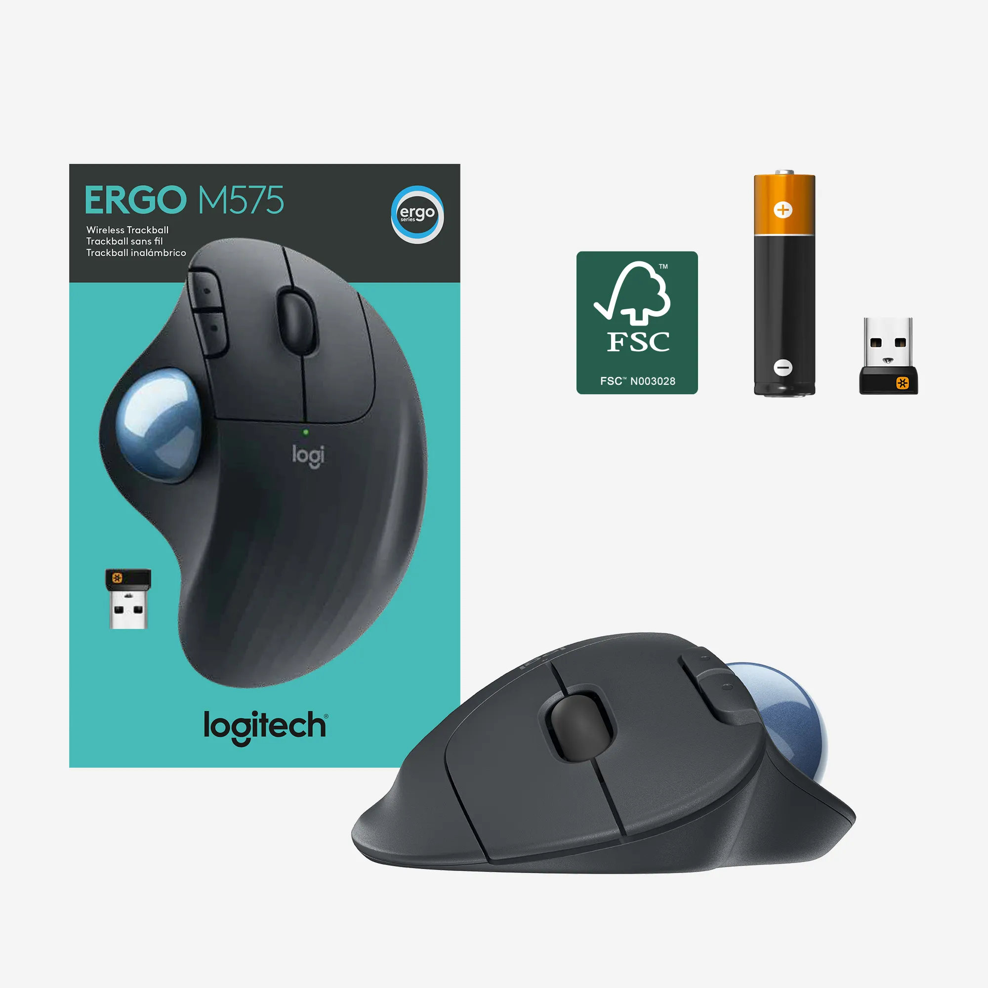 Logitech ERGO M575 - wireless trackball mouse, graphite