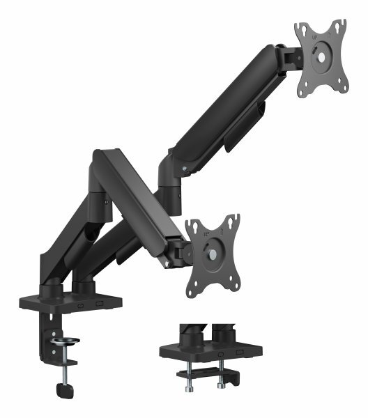 Deltaco mechanical - monitor arm, Black, 17-32", 2x9kg
