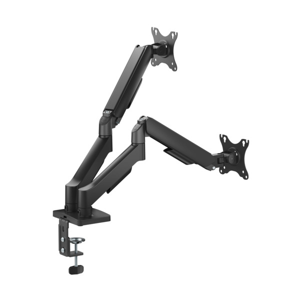 DELTACO ARM-1300-B Desk Mount, for 2 monitors, 17-32", with mechanical spring, 9kg, VESA 75/100, Black