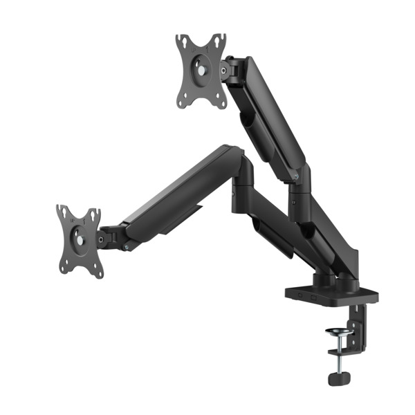 DELTACO ARM-1300-B Desk Mount, for 2 monitors, 17-32", with mechanical spring, 9kg, VESA 75/100, Black