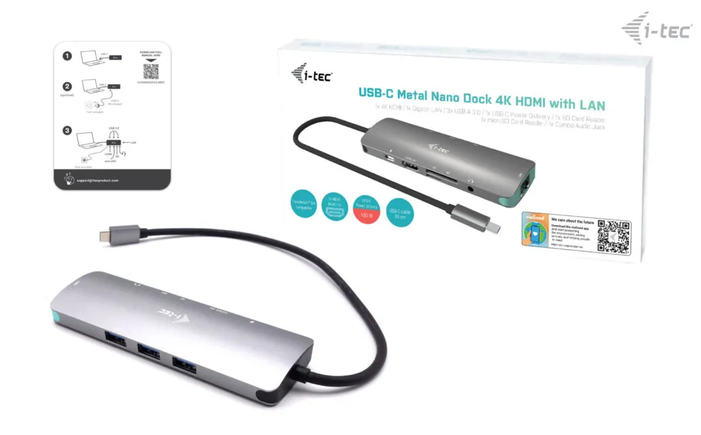 I-Tec USB-C HDMI 3xUSB-A 1xUSB-C PD 100W GLAN SD - travel dock