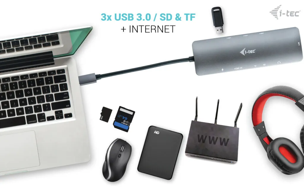 I-Tec USB-C HDMI 3xUSB-A 1xUSB-C PD 100W GLAN SD - travel dock