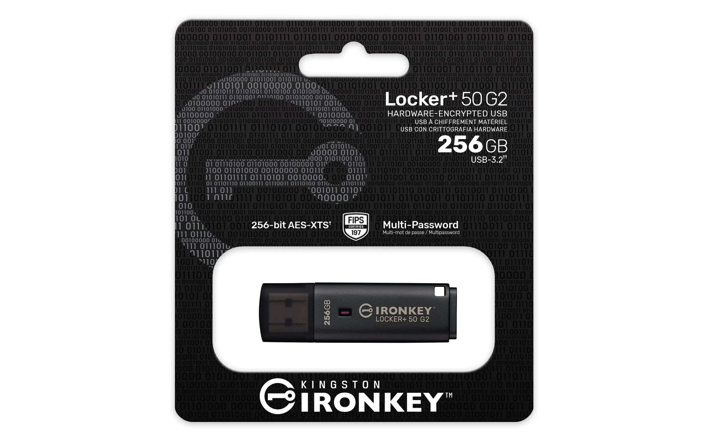 Kingston IronKey Locker Plus 50 G2 USB 3.2 Gen 1 256GB memory stick, Black