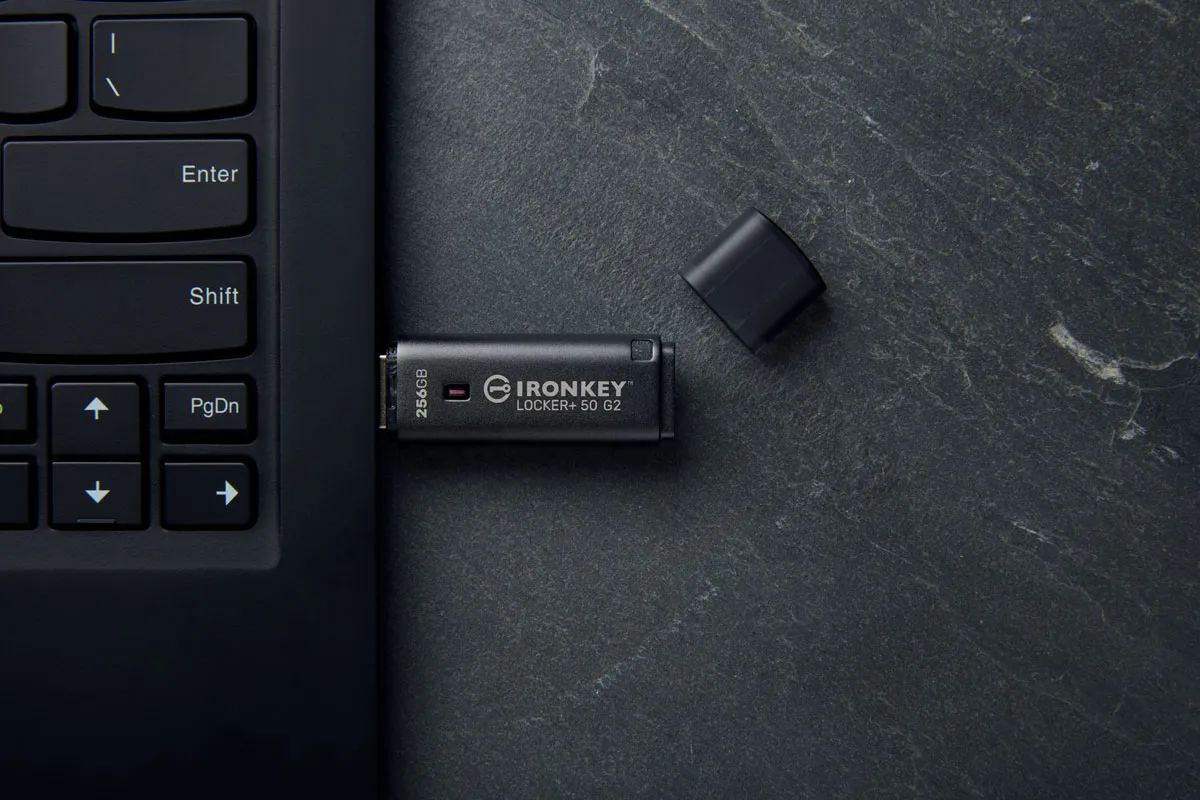 Kingston IronKey Locker Plus 50 G2 USB 3.2 Gen 1 256GB memory stick, Black