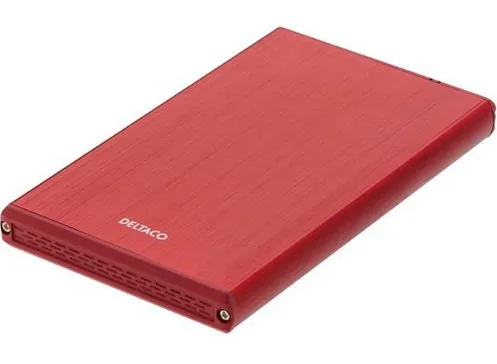 DELTACO ulkoinen kotelo 1x2,5" SATA 6Gb/s-kiintolevy, USB3, pun