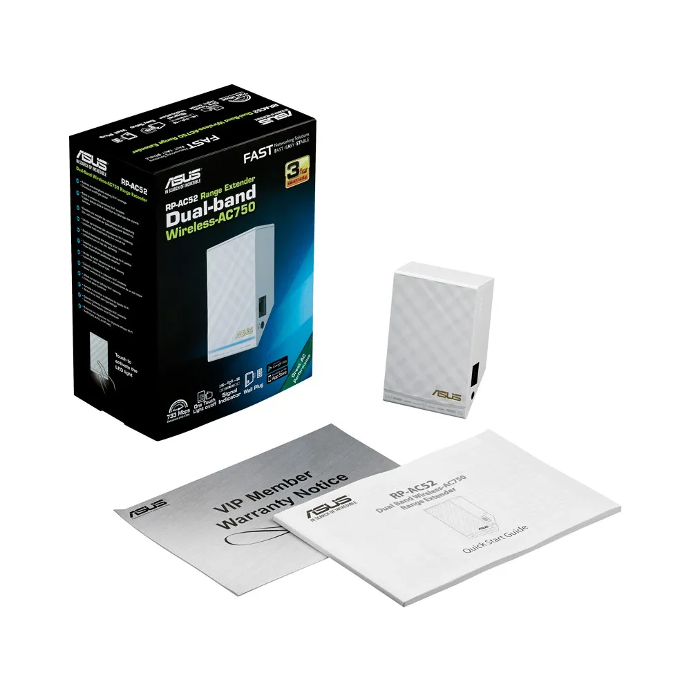 Asus RP-AC52 Dualband WLAN AC750, Wall plug extender