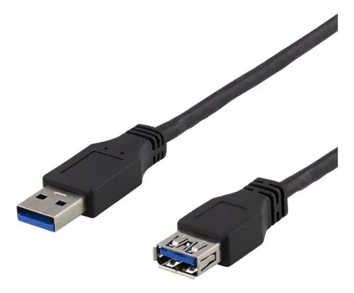 Deltaco USB-A -jatkokaapeli, 1 m, Musta