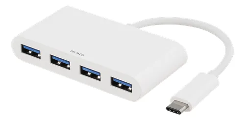 DELTACO USB 3.1 Gen 1 -hubi, USB-C, 4xUSB Type A naaras, 5V 4,5W 0,9A