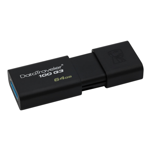 Kingston 64 Gt DataTraveler 100 G3 USB 3.2 Gen 1 (3.1 Gen 1) -muistitikku, Musta (3kpl)