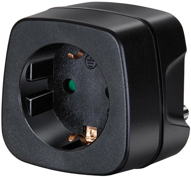 Brennenstuhl reseadapter, EU till Indien, jordad, petskydd, svart