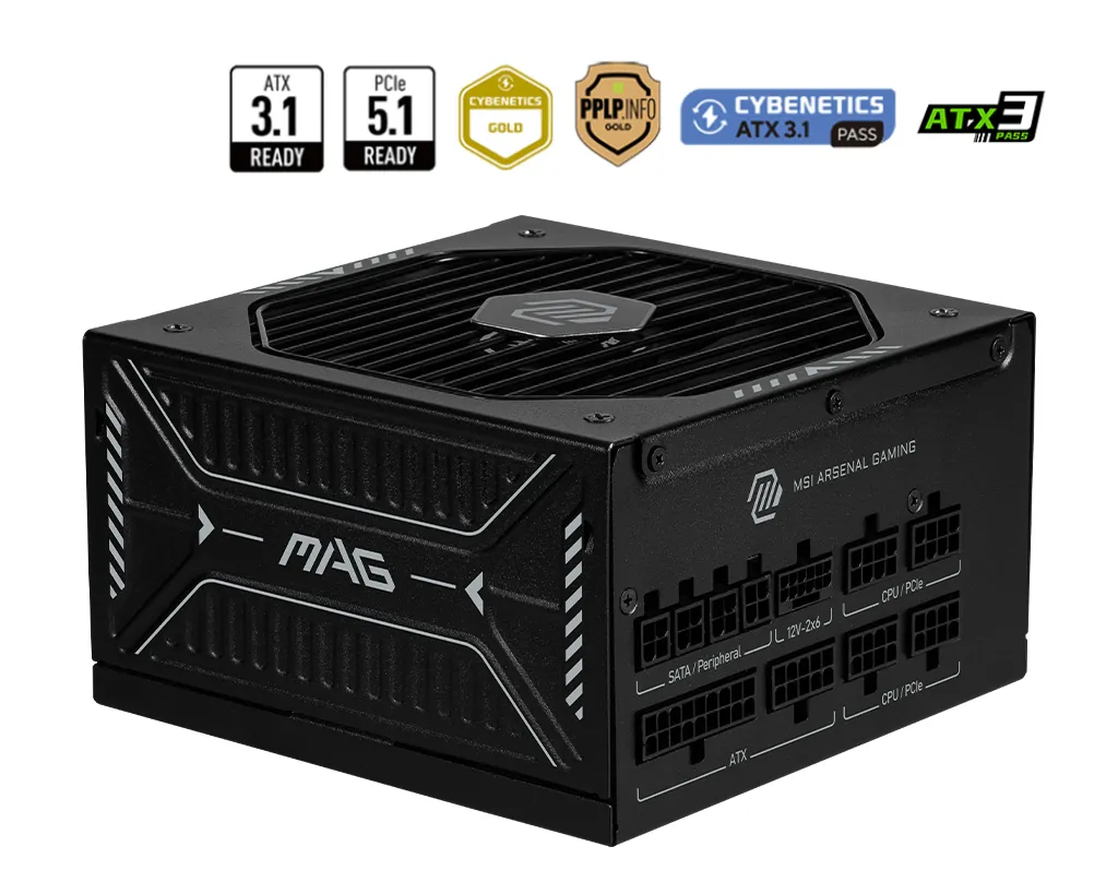 MSI MAG A850GLS PCIE5 850W - PSU, 80 Plus Gold
