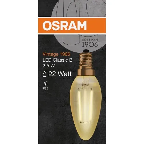 Ledvance LED 1906, Vintage candle, 22W/825 fil, Gold, E14