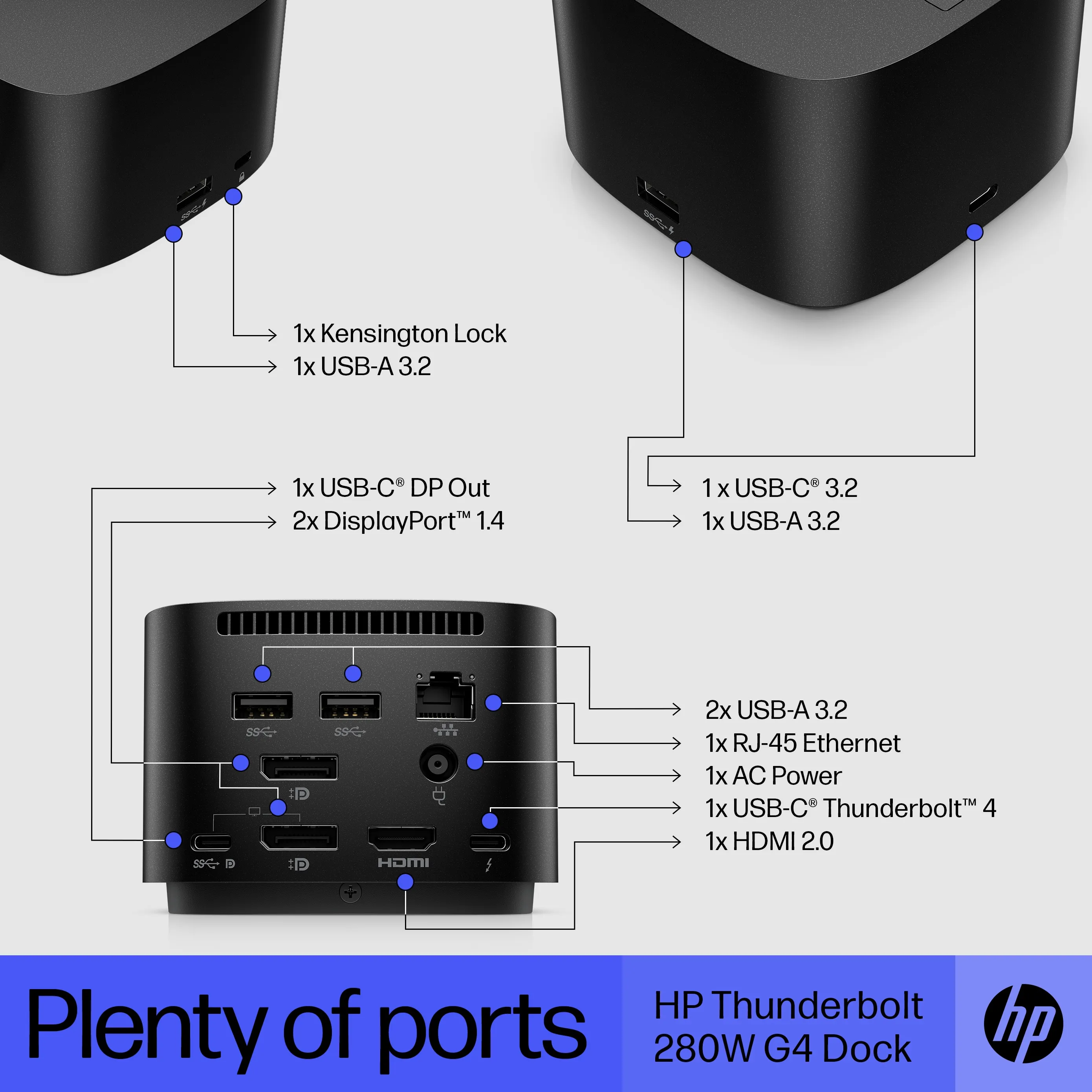HP TB 280W G4 Dock w/Combo Cable