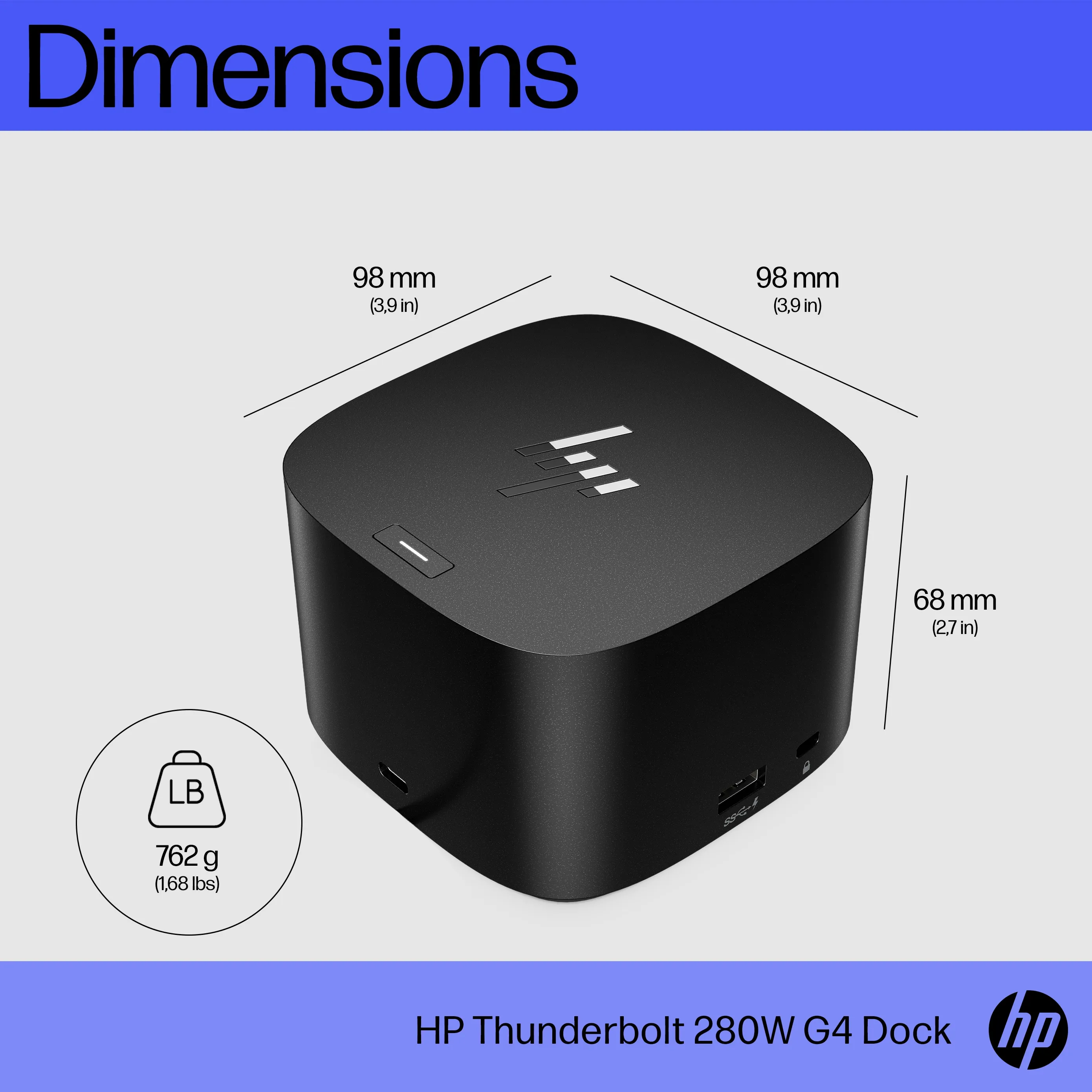 HP TB 280W G4 Dock w/Combo Cable