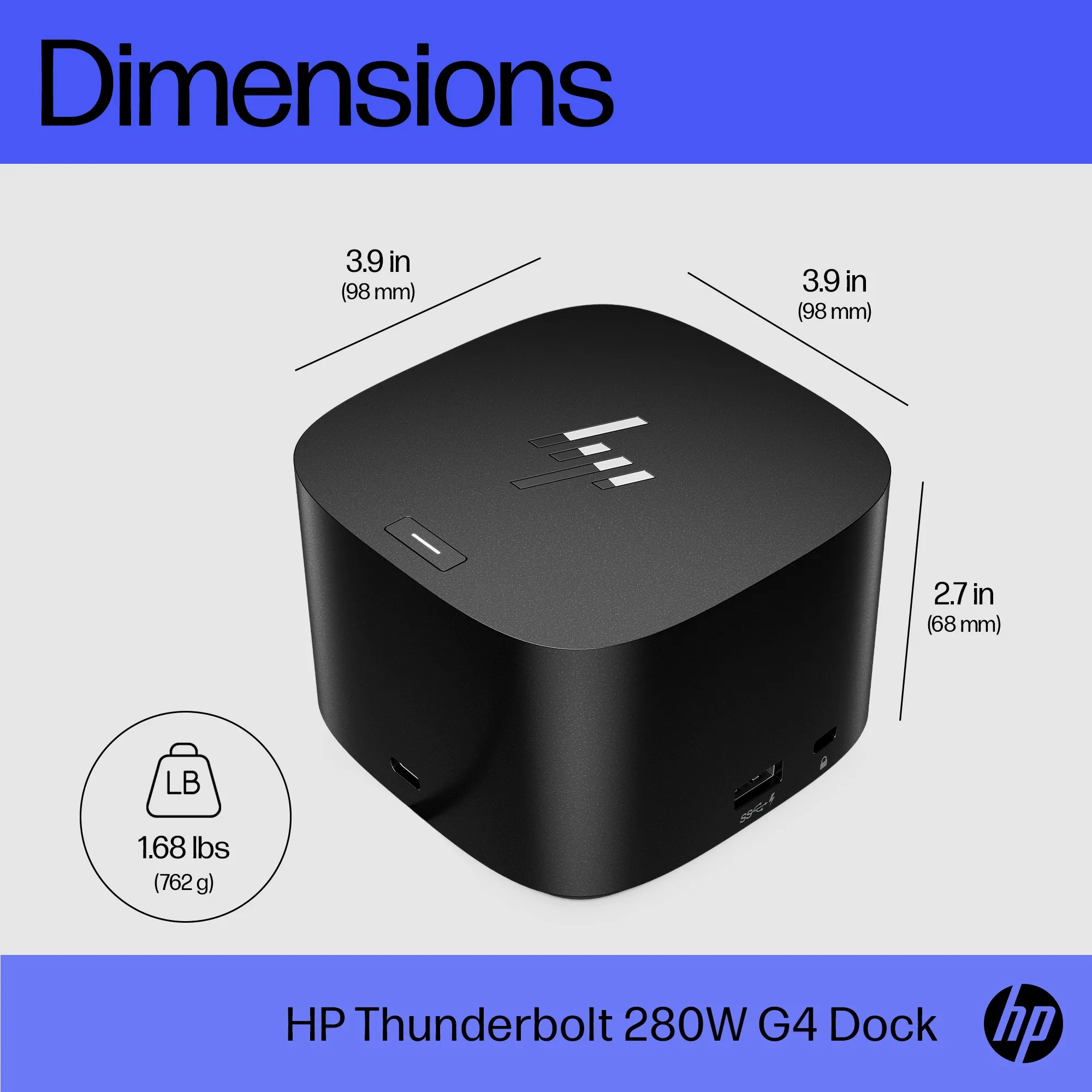 HP TB 280W G4 Dock w/Combo Cable