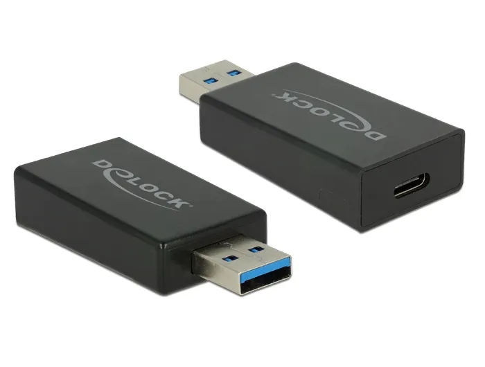 Delock Konverterare USB 3.1 Gen 2 USB-A hane till USB-C hona, svart