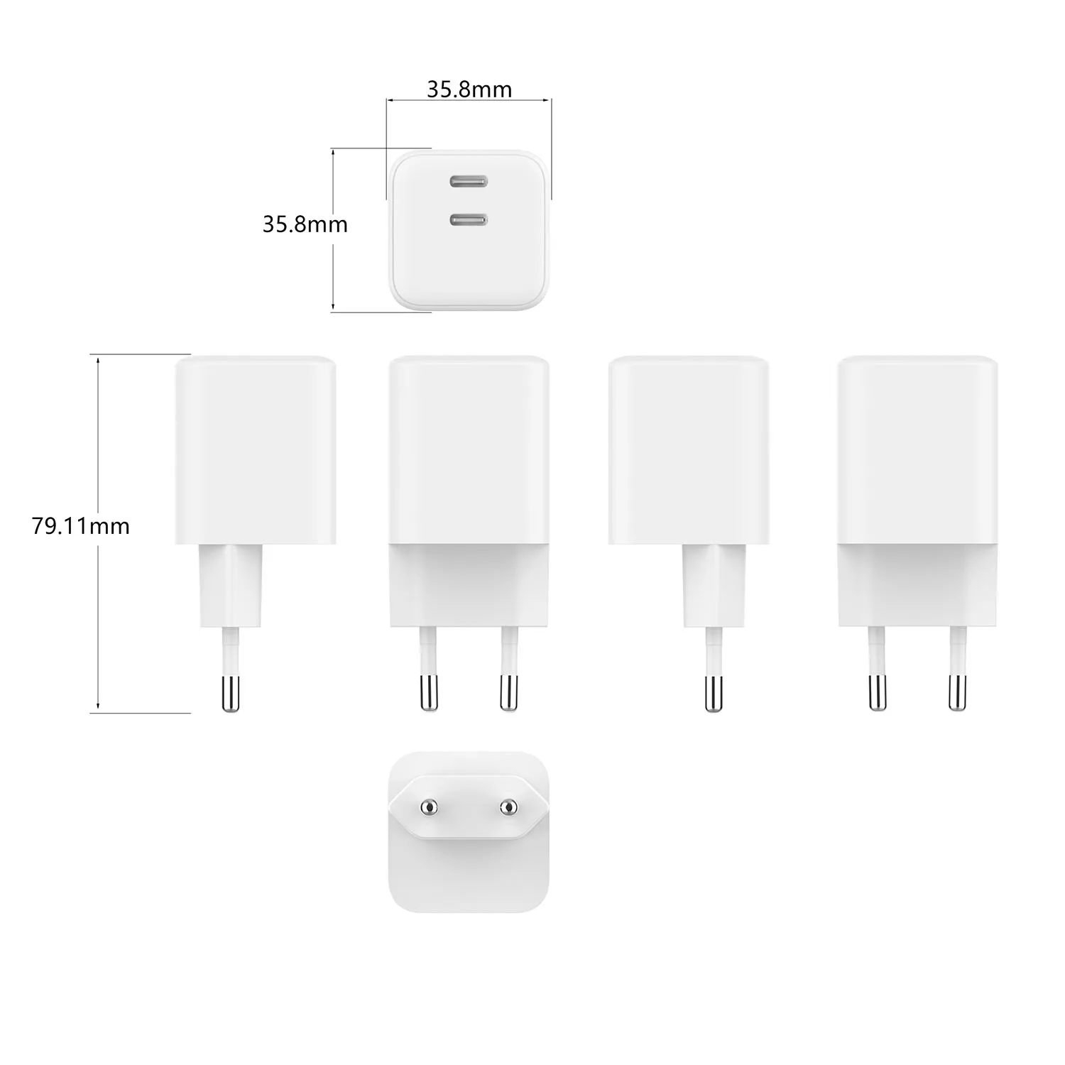 GEAR Charger 220V 2xUSB-C PD/PPS 65W GaN White