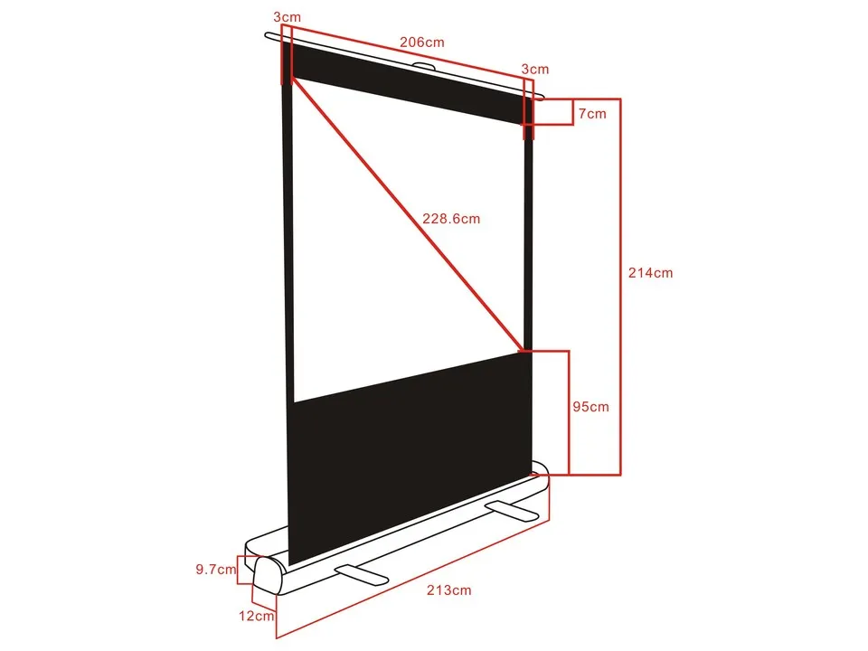 Multibrackets M Portable Projection Screen Deluxe - Heijastusn&auml;ytt&ouml; - 90 tuuma (229 cm) - 16:9 - Matte White - musta