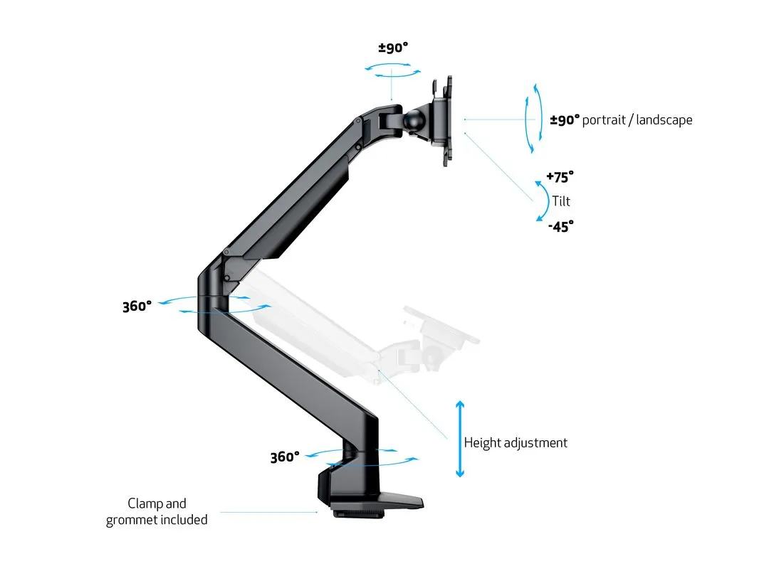 Multibrackets M VESA Gas Lift Arm Single, -monitor arm, black, 15&quot;-32&quot;, 10kg
