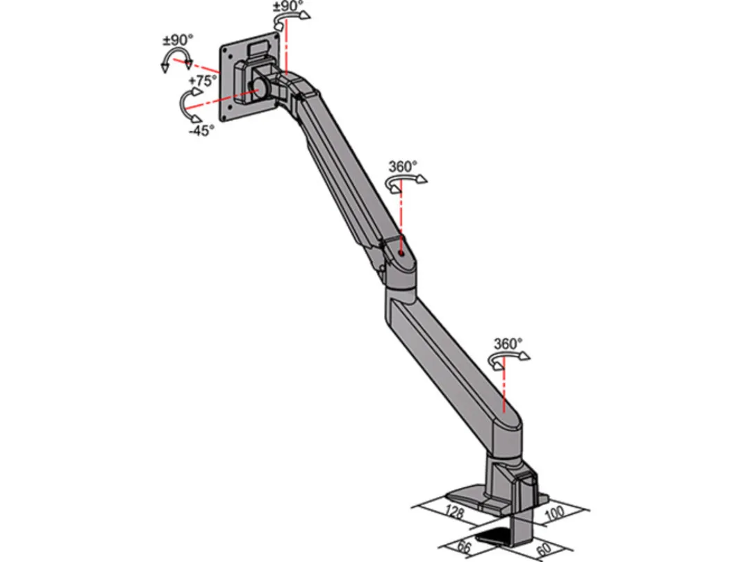 Multibrackets M VESA Gas Lift Arm Single, -monitor arm, black, 15"-32", 10kg
