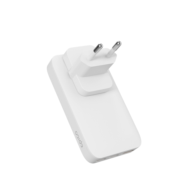 Epico Travel UltraBoost Flat GaN 65W Wall Charger EU65 | 2 &times; USB-C, 1&times; USB-A | White | Plugs for EU, UK, AU  &amp; &nbsp;US