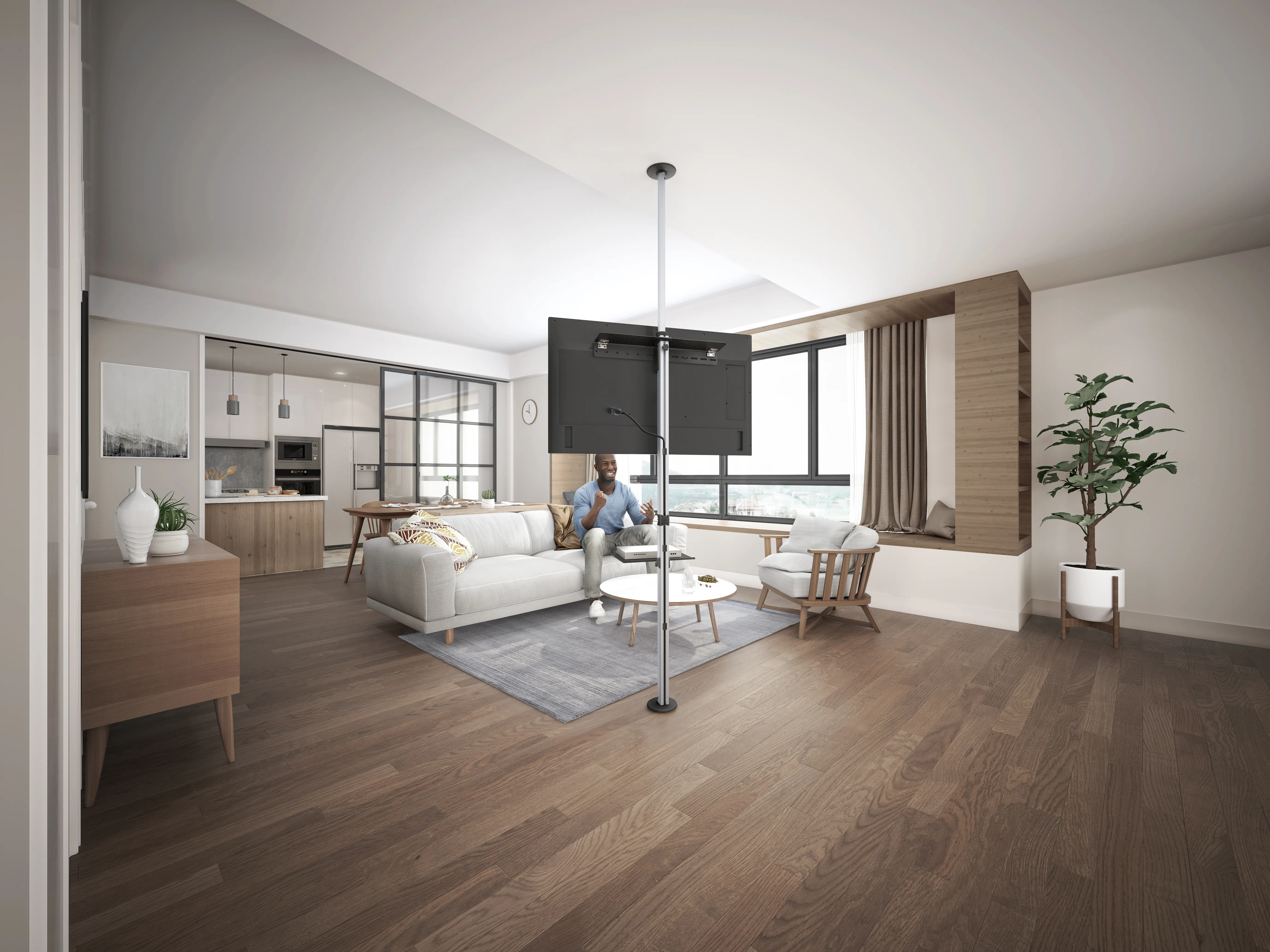 Deltaco Office Floor to Ceiling Mount 37"-70", 200x200-600x400, 30kg