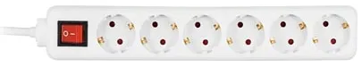 Deltaco GT-124 6 outlets Power Strip, 1.5 m, White