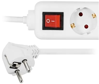 Deltaco GT-124 6 outlets Power Strip, 1.5 m, White