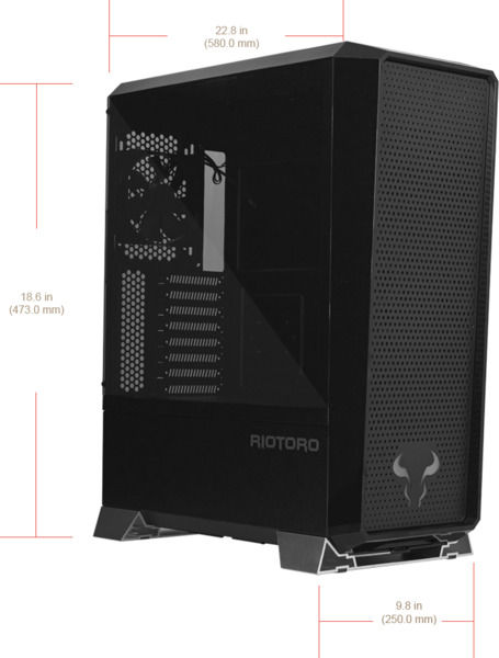 Riotoro CR1280 RGB, Full Tower chassi, f&ouml;nster, Svart