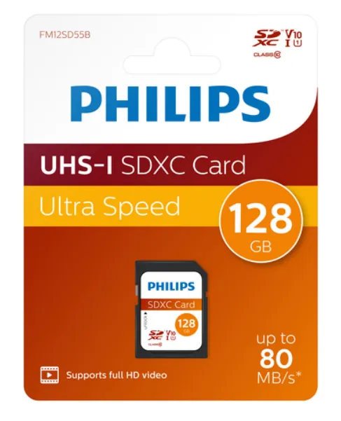 Philips SDXC Card 128GB Class 10 UHS-I U1