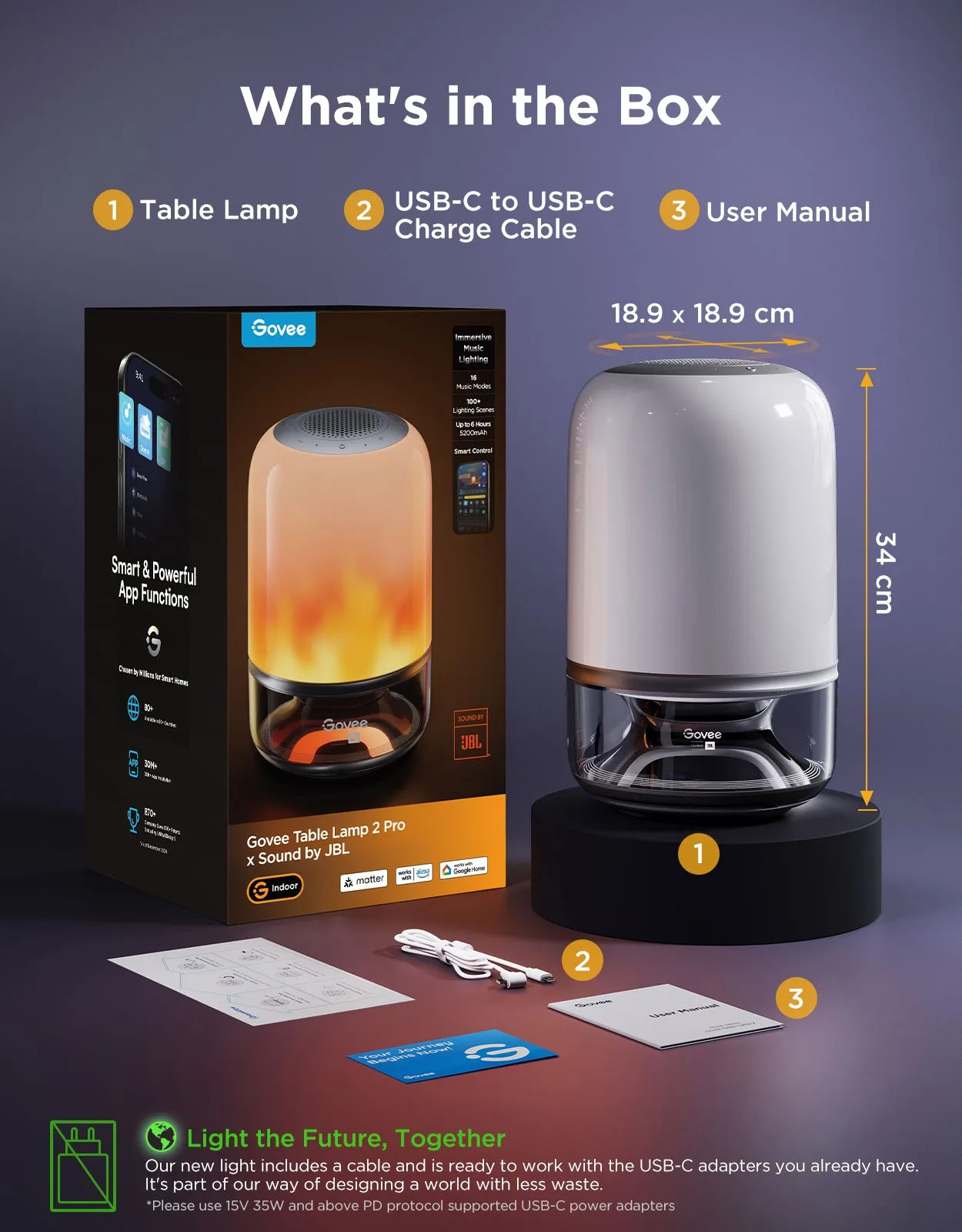 Govee Portable Table Lamp 2 Pro Sound by JBL