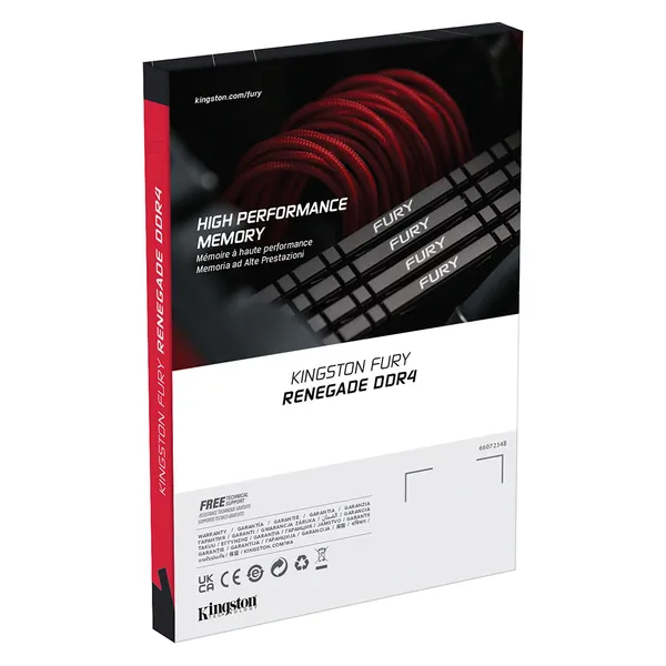 Kingston Fury Renegade 128 Gt (4 x 32 Gt) DDR4 3600MHz, CL18 -muisti, Musta