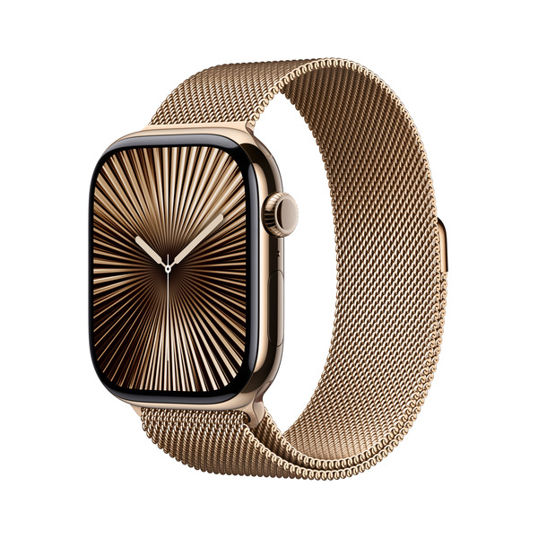 APPLE Watch Series 10 GPS + Cellular 46mm Gold Titanium Case with Gold Milanese Loop - M/L