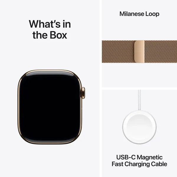 APPLE Watch Series 10 GPS + Cellular 46mm Gold Titanium Case with Gold Milanese Loop - M/L