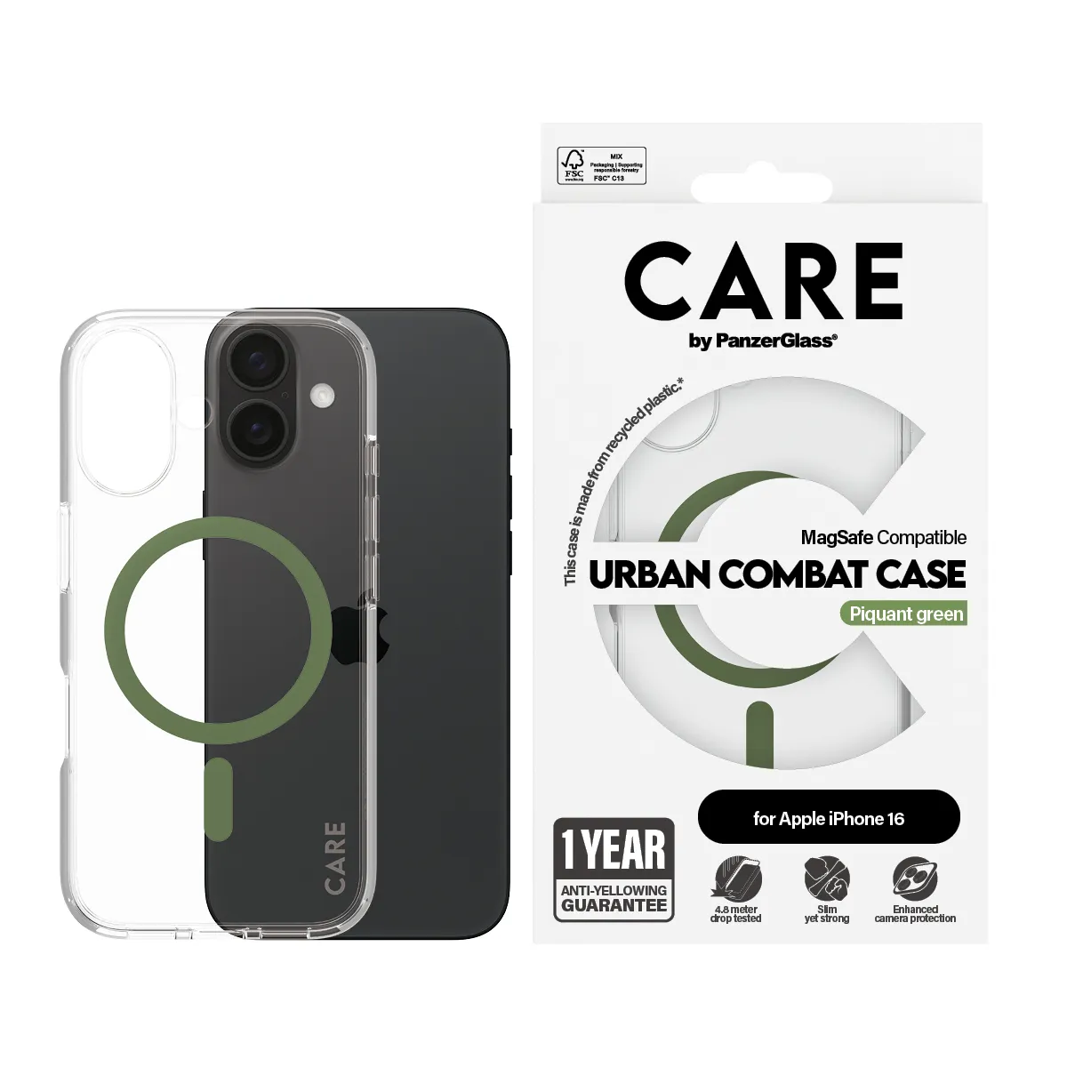 Care by PanzerGlass iPhone 16 MagSafe Urban Combat skal, Gr&ouml;n