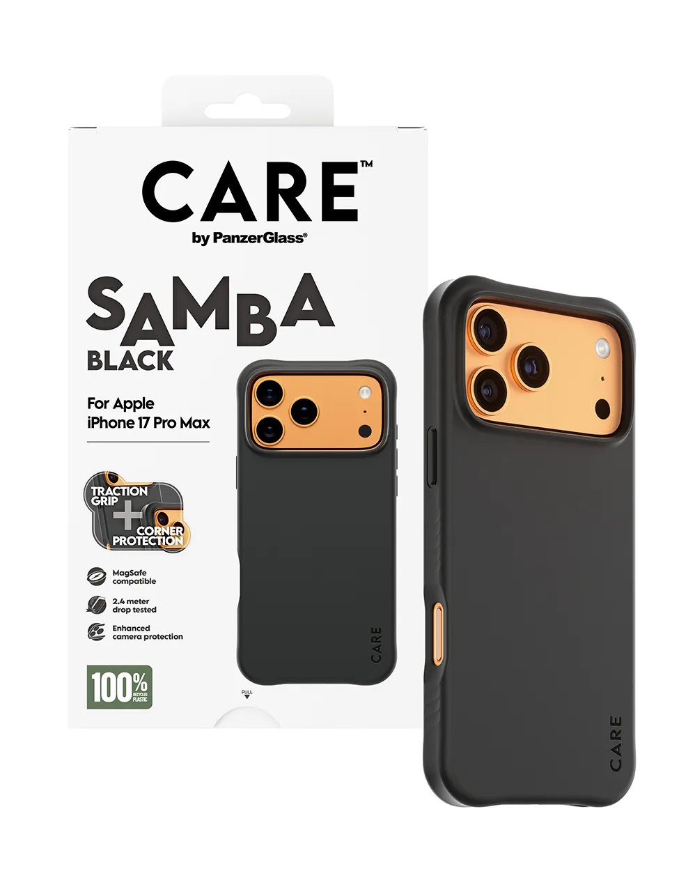 PanzerGlass CARE Samba MagSafe, iPhone 17 Pro Max -suojakuori, Samba Black
