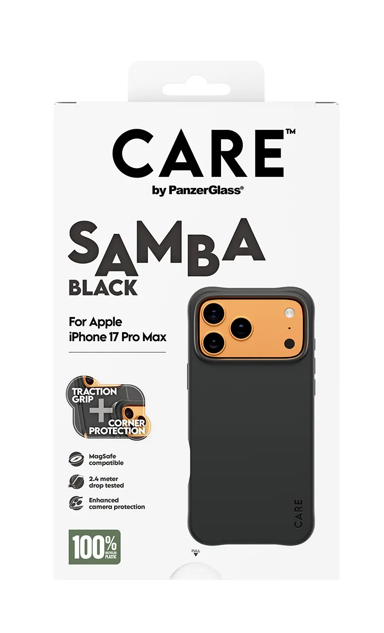 PanzerGlass CARE Samba MagSafe, iPhone 17 Pro Max -suojakuori, Samba Black
