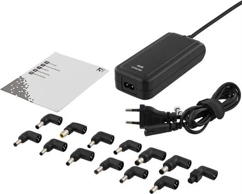 DELTACO laddare f&ouml;r b&auml;rbar 15-19,5V  90W, USB, 13 olika kontakter