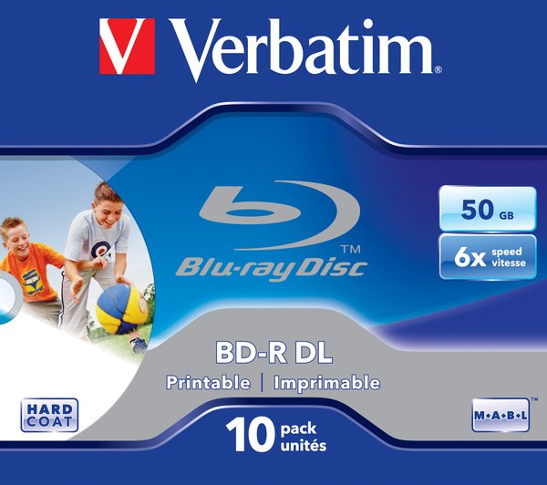 Verbatim BDR DUAL LAYER 50GB 6X WIDE PRINTABLE NO ID SURFACE HARD COAT