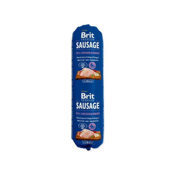 Brit Premium Sausage Chicken &amp; Rabbit, Koiran m&auml;rk&auml;ruoka, Adult, 800 g