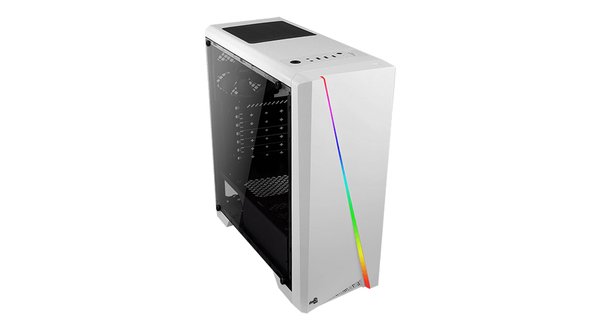 AeroCool Cylon -miditornikotelo ikkunalla ja RGB-valaistuksella, valkoinen
