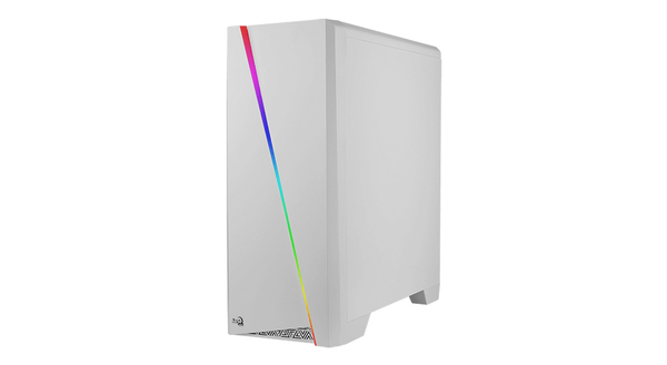 AeroCool Cylon -miditornikotelo ikkunalla ja RGB-valaistuksella, valkoinen
