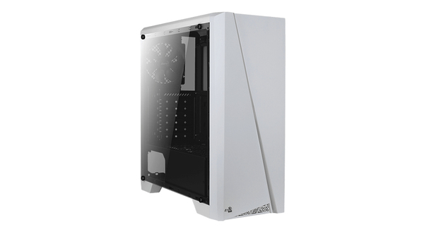AeroCool Cylon -miditornikotelo ikkunalla ja RGB-valaistuksella, valkoinen