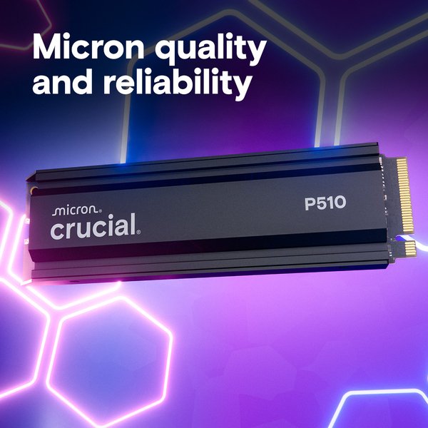 Crucial P510 2TB PCIe Gen5 2280 SSD w/ heatsink NVMe M.2