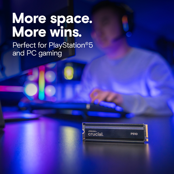 Crucial P510 2TB PCIe Gen5 2280 SSD w/ heatsink NVMe M.2